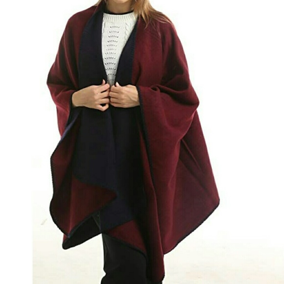 NEW Cozy Warm Soft  Reversible  Poncho Wrap - Picture 2 of 9